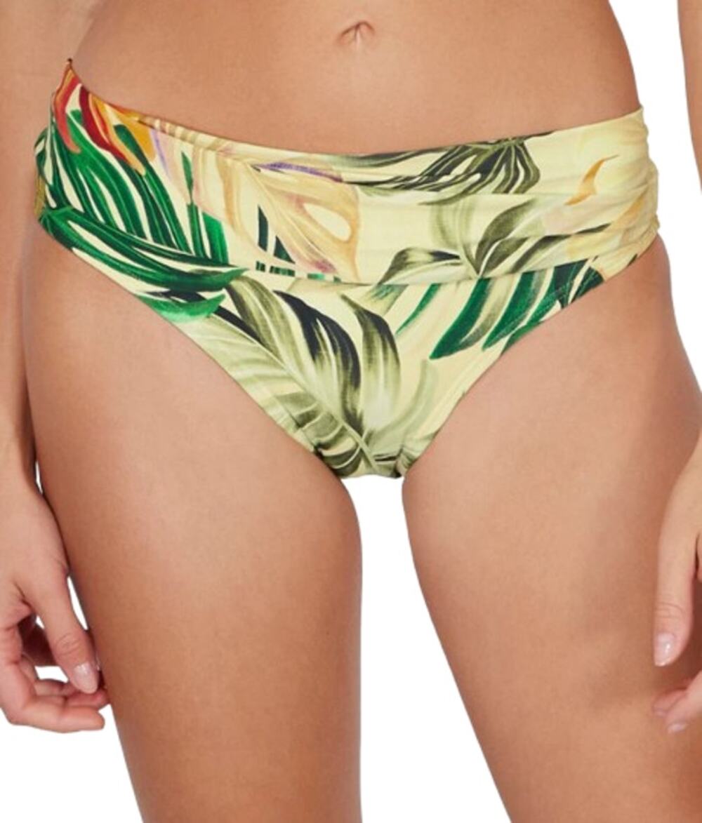 SUNSETS Women's Unforgettable Hipster Bikini Bottom Small Yellow Print NWT